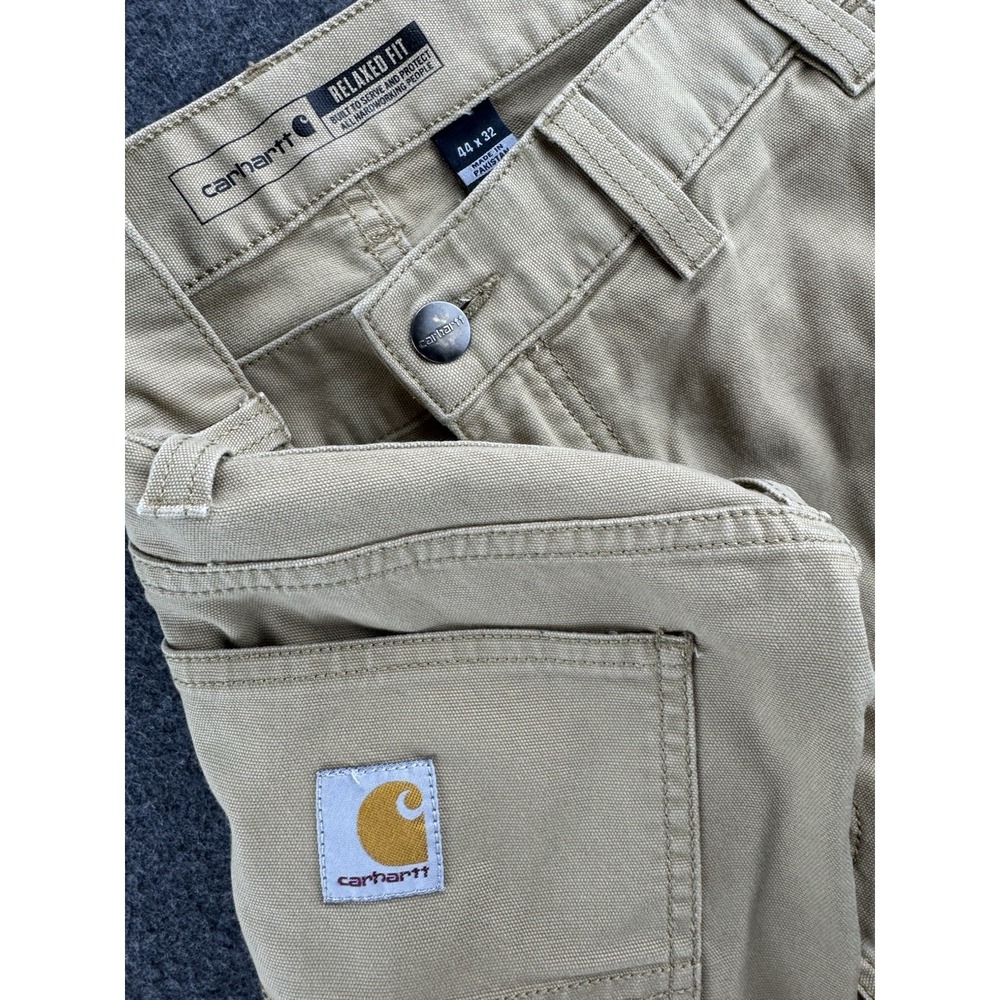 Carhartt Rugged Flex Relaxed Fit Canvas Work Pants Men's Size 44x31 Tan 5-Pocket